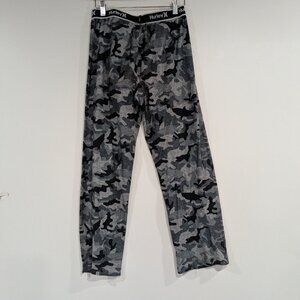 Hurley Elastic Waist Camouflage Pattern Pajama Pants Grey Black Size 14